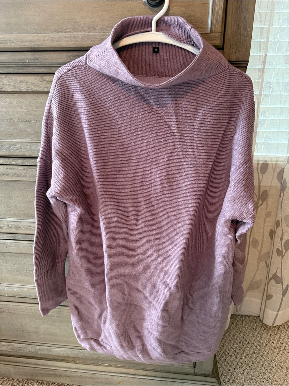 Women's Mauve Ribbed Turtleneck Sweater